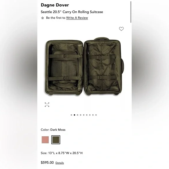 Dagne Dover Olive Green Carry-On Suitcase - Picture 2 of 3